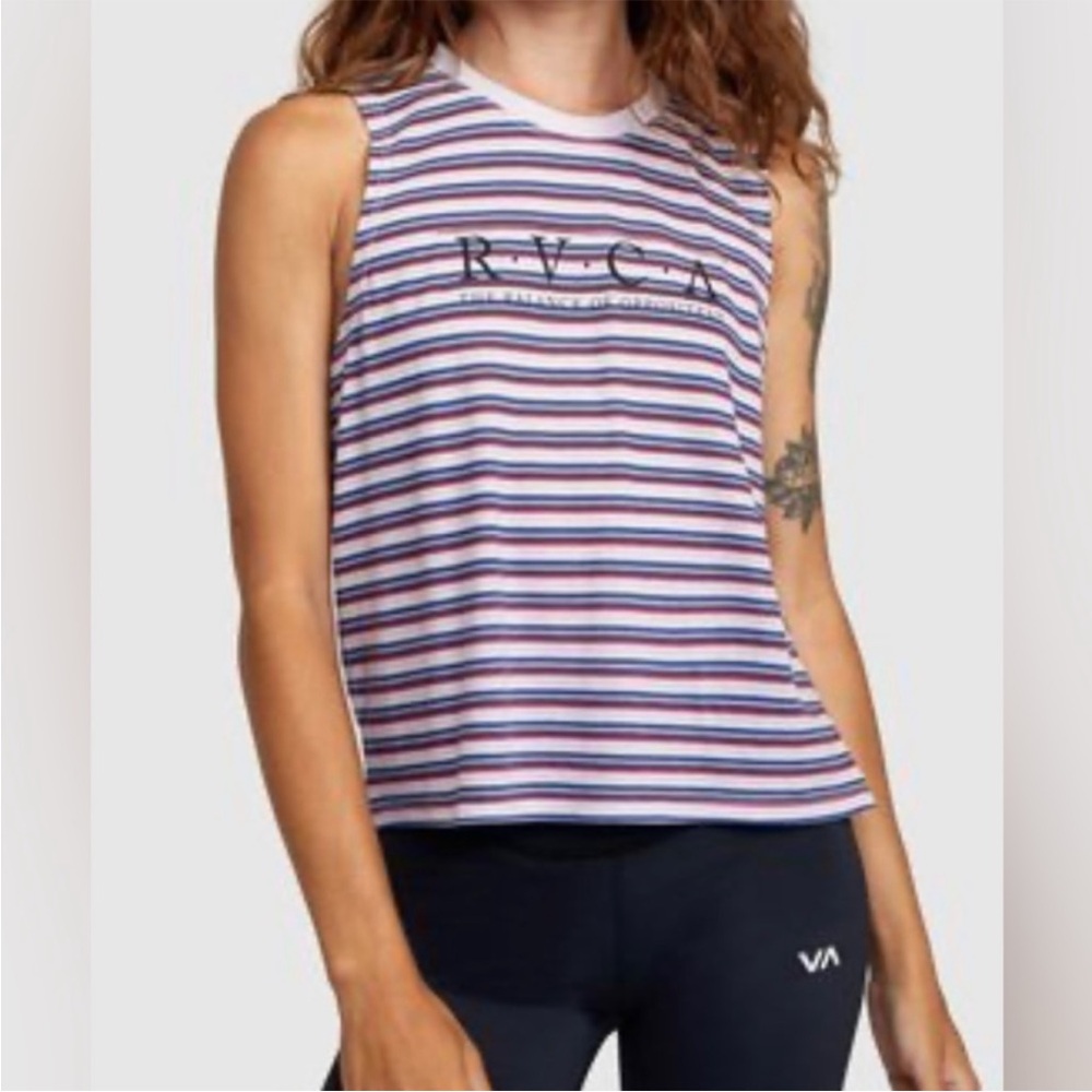 RVCA Striped Tank Top - Red, Blue, White
